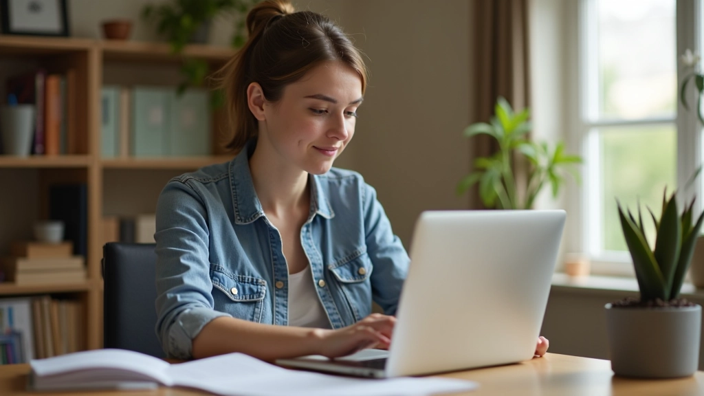 Person browsing art workshop options on laptop at home, natural afternoon light through window, relaxed setting